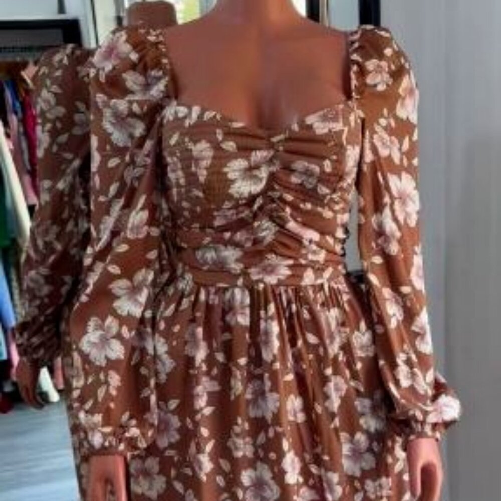 Women's Band of the Free Floral Bohemian Maxi Long Sleeve Dress Size XL